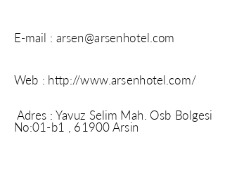 Arsen Hotel Arsin iletiim bilgileri